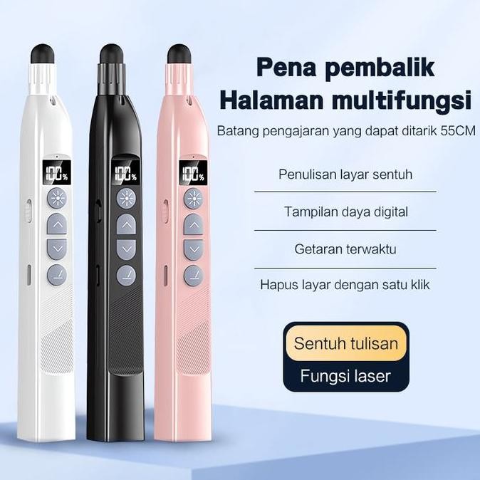 

4 in 1 Laser Pen Wireless Laser Pointer Presentasi S18 PPT Retractable Pointer untuk Papan Tulis/Komputer Page Turning Pen/Penunjuk Laser 200M Pena Pembalik Halaman Teleskopik Panjang 55Cm Remote Control Tiga Kecepatan Mendukung Sistem