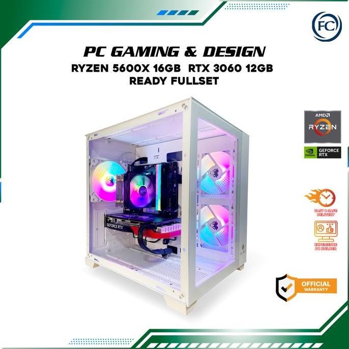 PC GAMING & DESIGN RYZEN 5 5600X 16GB RTX 3060 12GB FULLSET
