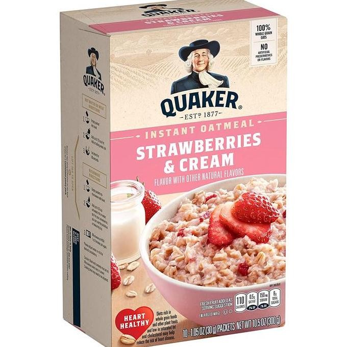 

Quaker Instant Oatmeal Strawberries & Cream 300Gr - From Usa Promo