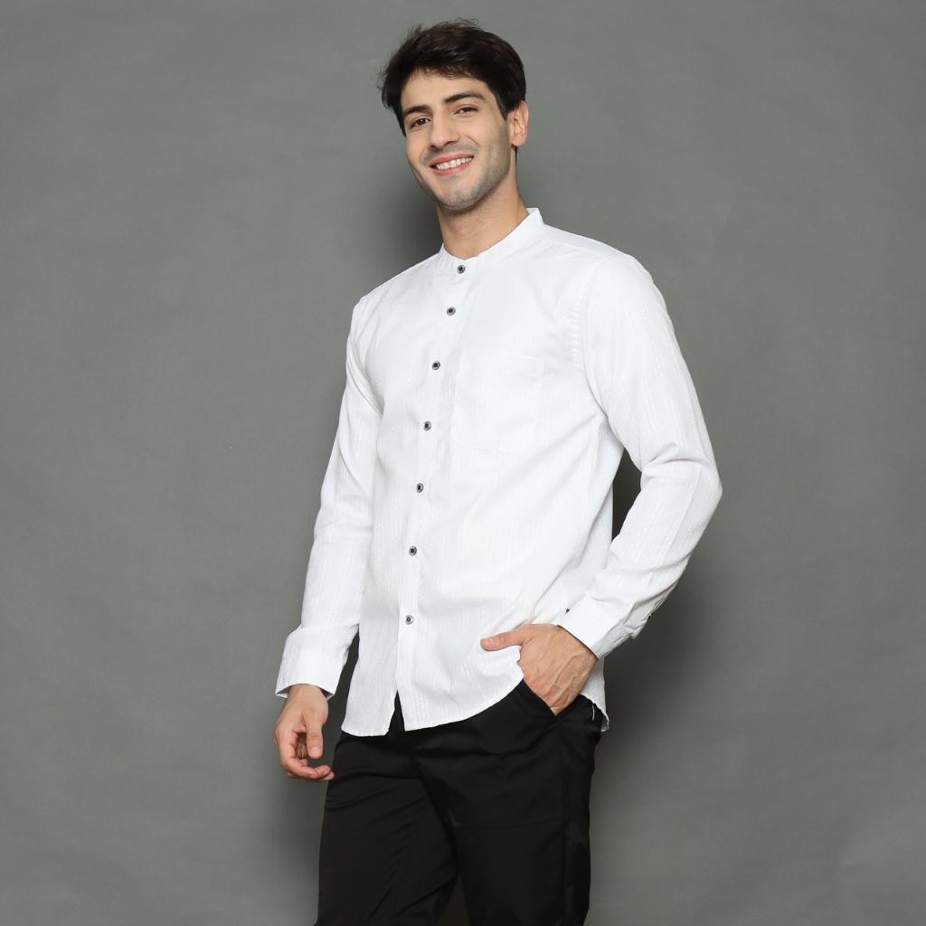 HL REV Baju Koko Pria Dewasa Lengan Panjang Putih Bersih Kemeja Koko Pria