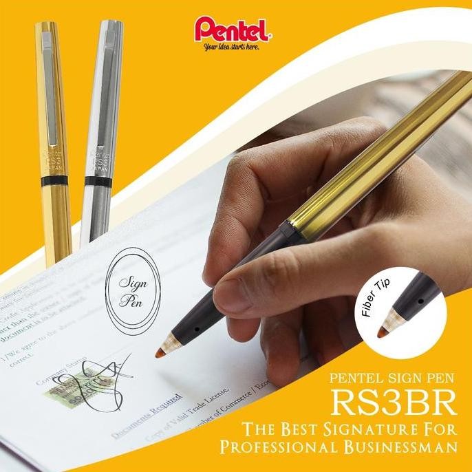 

Pentel Sign Pen RS3BR silver and gold MURAH