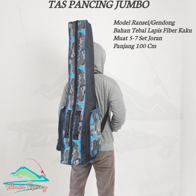 Tersedia Tas Joran Pancing Jumbo Muat 5 Joran Bahan Fiber Kaku Ransel