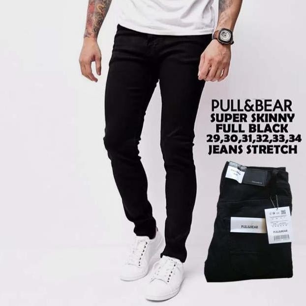 Celana Skinny jeans pria panjang putih bersih Pull & Bear Stretch Denim Pensil Soft daps