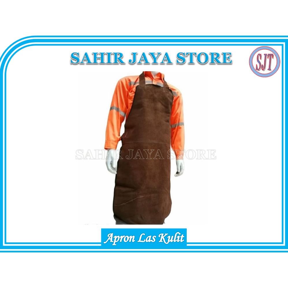 Set Apron safety dada lengan kulit untuk las set apron las kulit