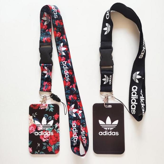 

ID Card Holder Name Tag Lanyard / Kalung Kartu Black Flower Adidas MURAH