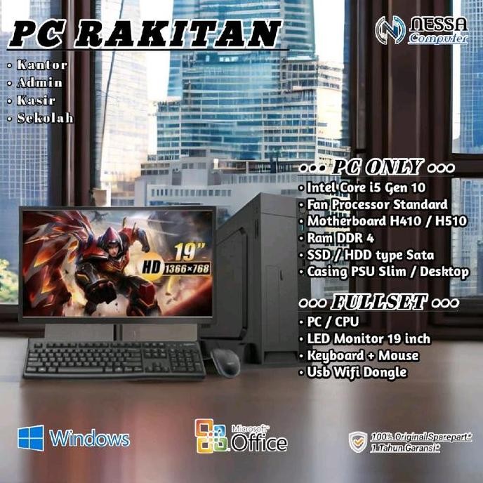 Komputer / PC Rakitan Intel Core i5 10400 /f Gen 10 - PC Slim / Desktop - Siap Pakai