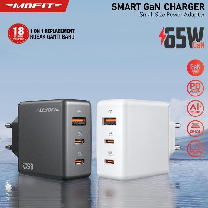 MOFIT CPD65 GaN PD65Watt C+C+A Charger Super Fast Charging Adaptor