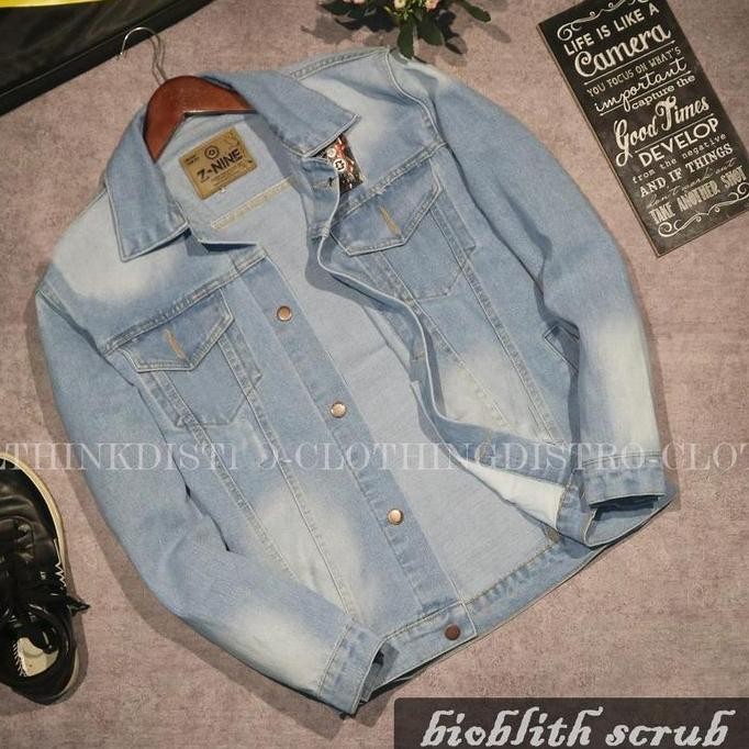 Jaket Jeans Pria Original Z-NINE model Sanwash biru size m l xl daps