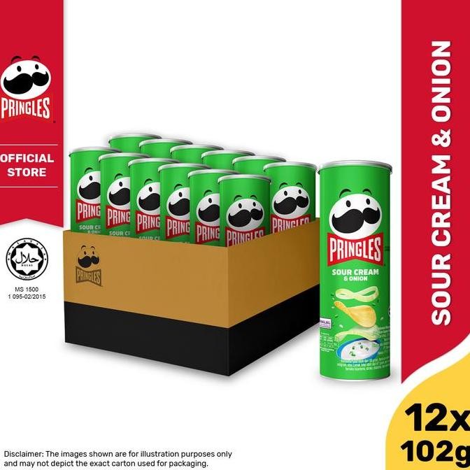 

[Carton Deals] Pringles Sour Cream & Onion 102Gr Keripik (12 Pcs)