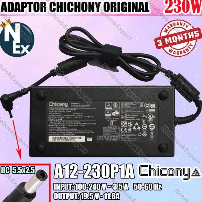 Adaptor CHICONY 19.5V 11.8A 230W 5.5X2.5mm GS75 GS65 A12-230P1A ORI