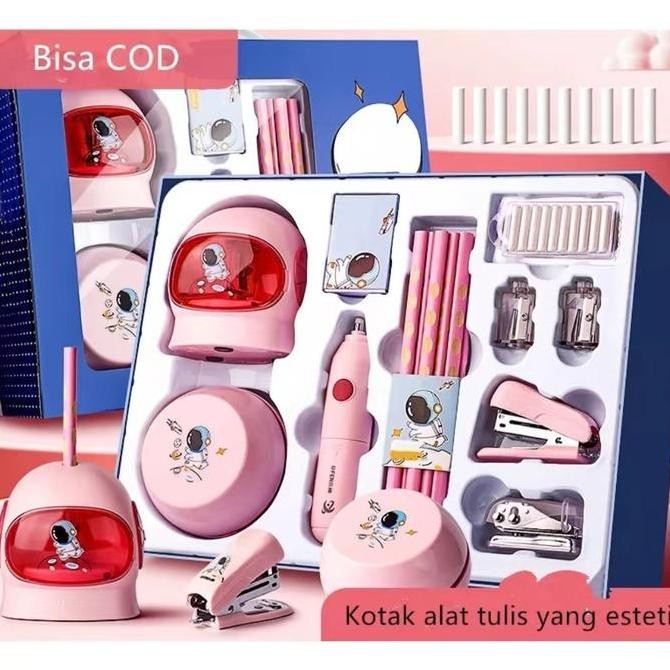 

Electric Stationery Set / Set Alat Tulis Dengan Rautan Penghapus Vacuum Elektrik Dan Pensil 11 In 1