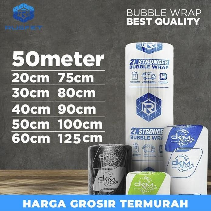 

ready stock Bubble Wrap Roll Premium Rusfet 50m / Plastik Bubble Packing DKM PLUS