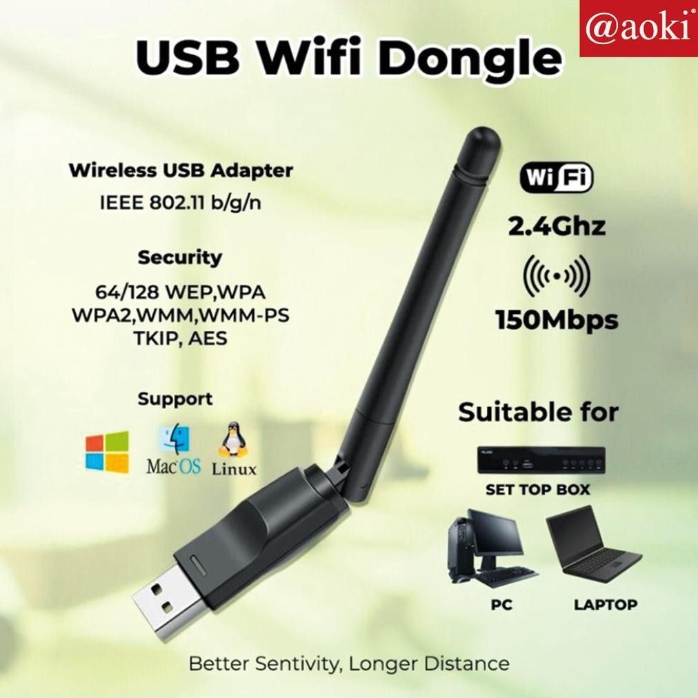 Viral Aoki Usb Wifi Set Top Box Mt7601 Dongle Stb Adapter Antena Wifi Pc Laptop Er-56