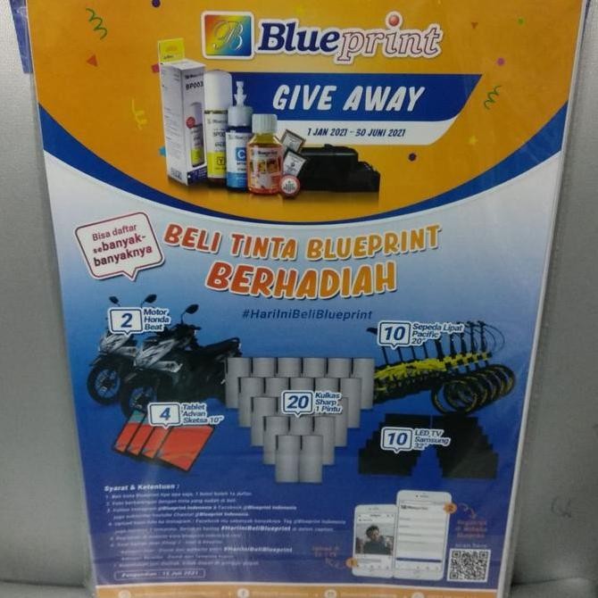 

baru Inkjet Sticker Paper BluePrint A4 70Gsm 20Sheet Kertas Stiker HVS Doff BP-ISA4070