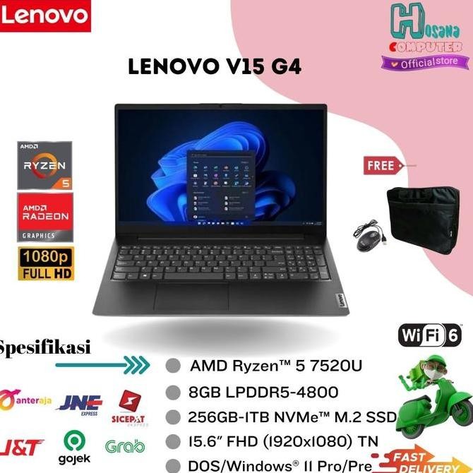 LENOVO V15 G4** RYZEN 5 7520U 8GB 512GB SSD 15.6" FHD DOS/W11 Pro Pre