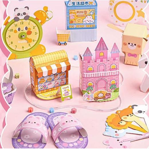 

baru Kertas Lipat Origami 3D Kartun Animal Mainan DIY Edukasi Anak 20 Motif