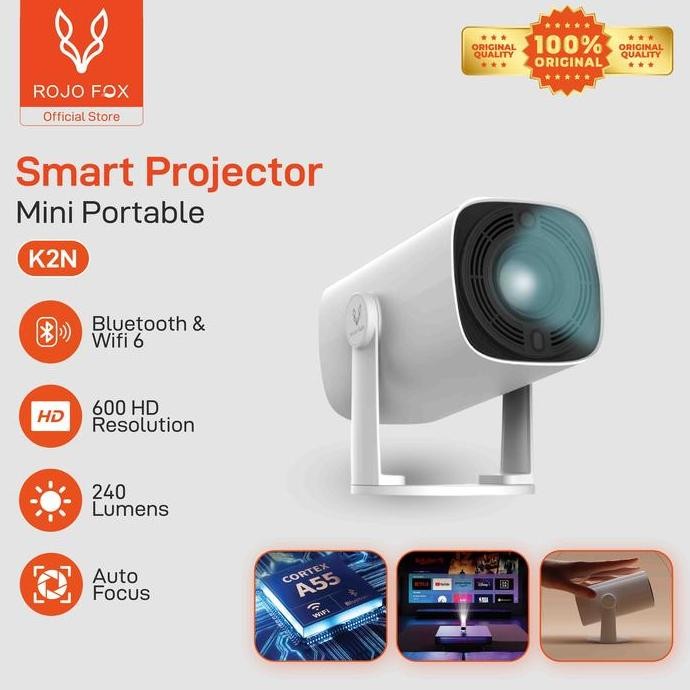 ROJO FOX Mini Proyektor Portable HP K2N Android 720P HD TV Infocus LED Smart Electronic Focus Projec