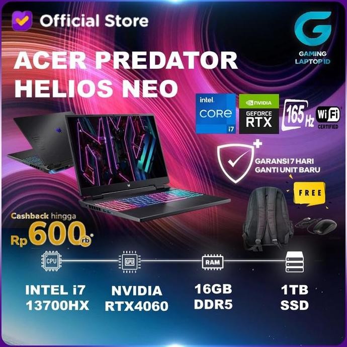 ACER PREDATOR HELIOS NEO 16 RTX4060 8GB/ I7 13700HX 16GB 1TBSSD 16.0"