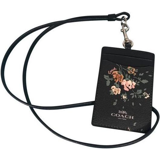 

Coach ID card Lanyard holder Flower Rose print Original - Black pb MURAH