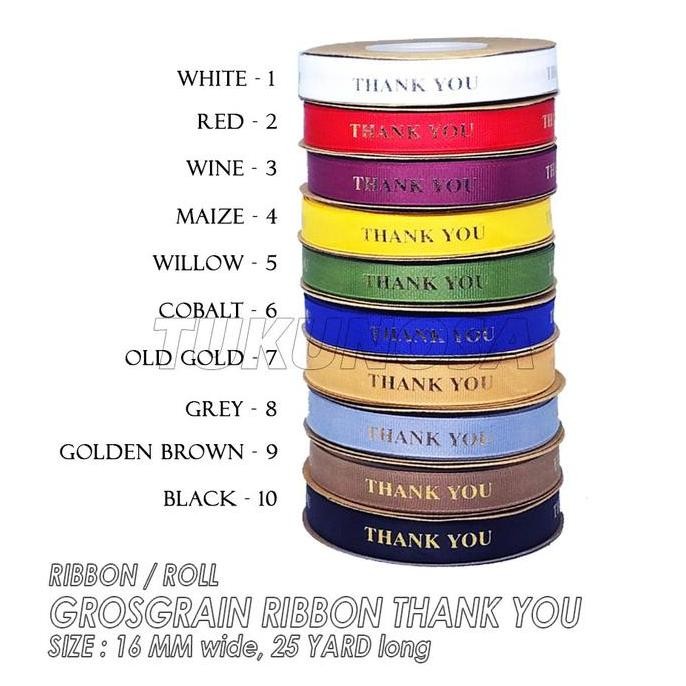

ready stock GROSGRAIN RIBBON THANK YOU 16 MM / ROLL PITA HAMPERS PITA KADO BUKET