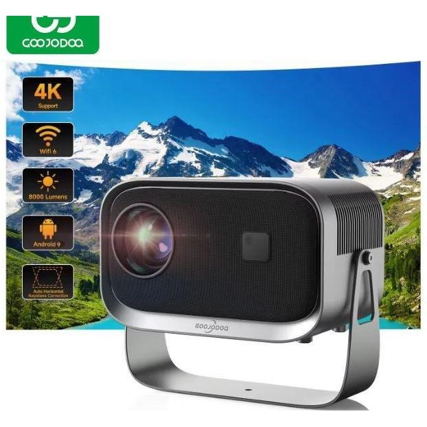 GOOJODOQ 2024 Easy-Carry Portable HD Proyektor 8000 Lumens Android Projector
