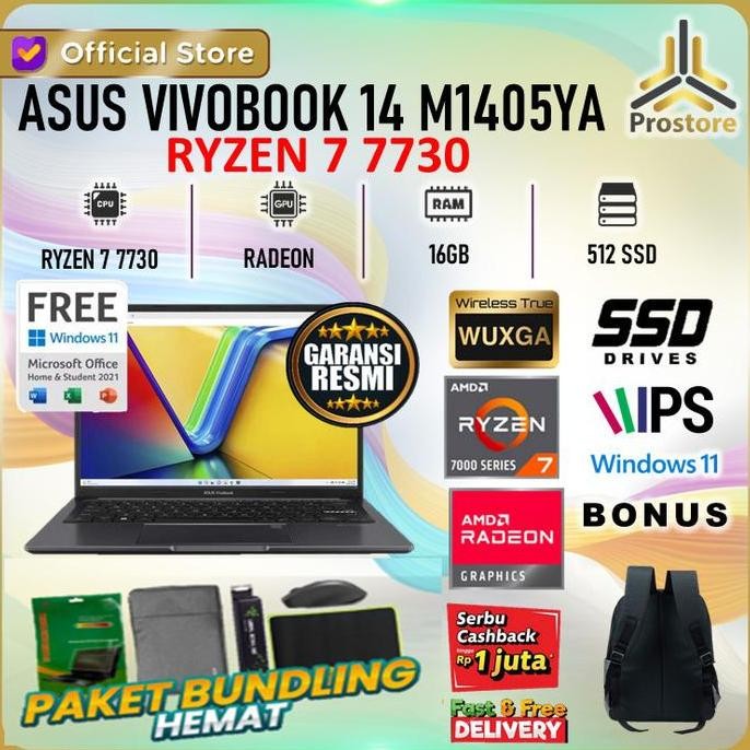 ASUS VIVOBOOK 14 OLED M1405YA RYZEN 7 7730 RYZEN 5 16GB 1TBSSD W11+OHS