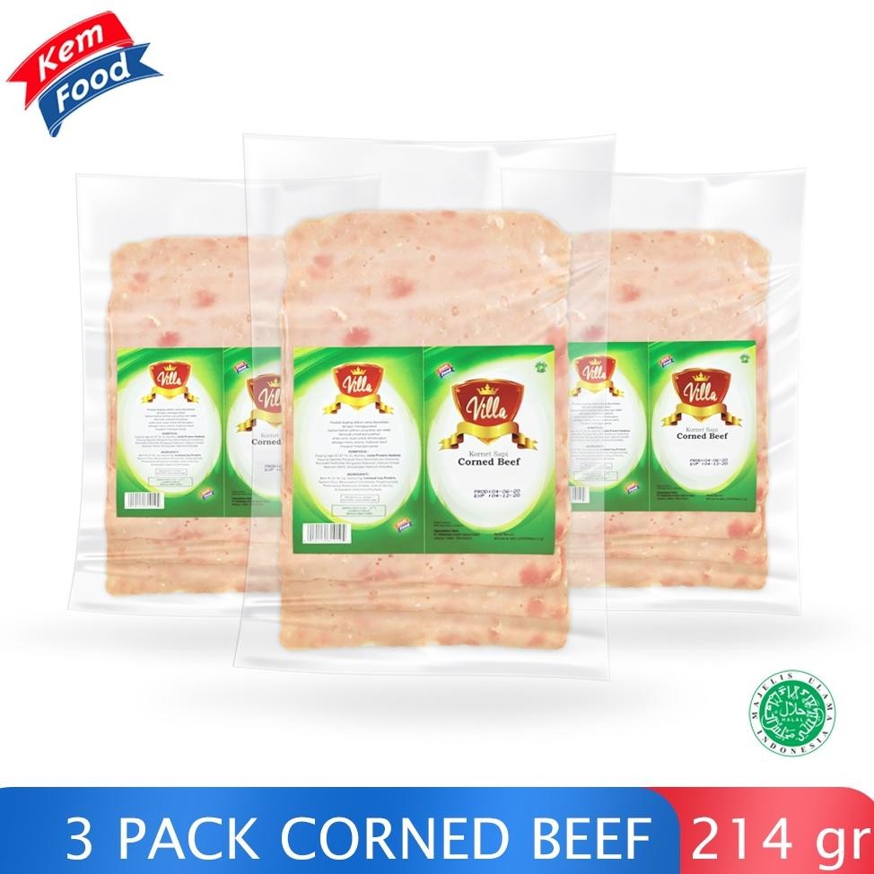 

ready Villa Paket 3 Pack Corned Beef - Daging Sapi Kornet (214 gr) murah
