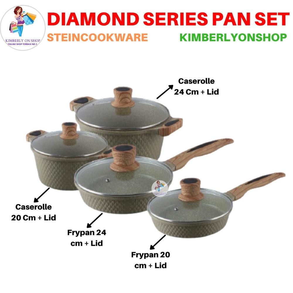Frypan & Casserole Paket Diamond Series Set Granite Stein Cookware Stok