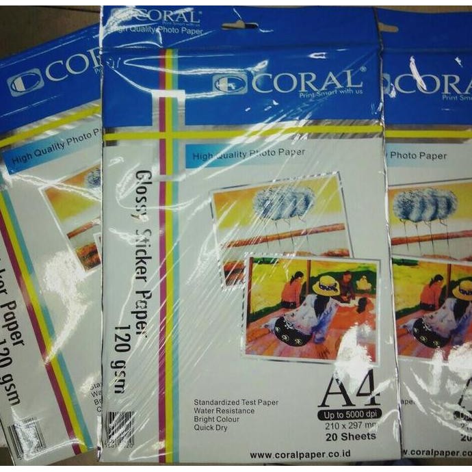 

baru Stiker Glossy paper 120g Coral