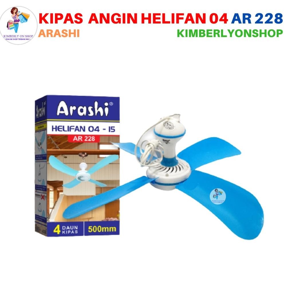 Kipas Angin Gantung Plafon 4 Baling Baling Helifan 04 30 Watt Ar228 Arashi Stok