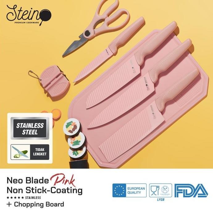 Murah Stein Cookware Neo Blade Pink [Pisau Set + Talenan Set]