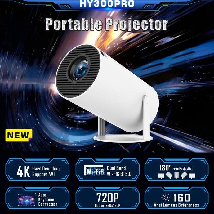 HY300 Pro Mini Portable Smart Projector - 20000 Lumens Android 11 Proyektor - mini murah Bioskop Rum