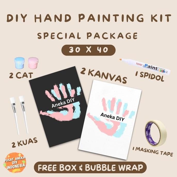 

ready DIY Hand Painting Kit 1 Set Canvas Board Couple | Kanvas Lukis Cap Tangan Pasangan 7x7 20x20 20x30 30x30 30x40