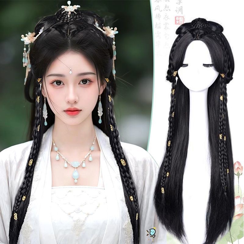 Aksesori Rambut Hanfu Wanita Kostum Kuno Wig Headpiece Penuh Gaya Kuno Sehari-hari