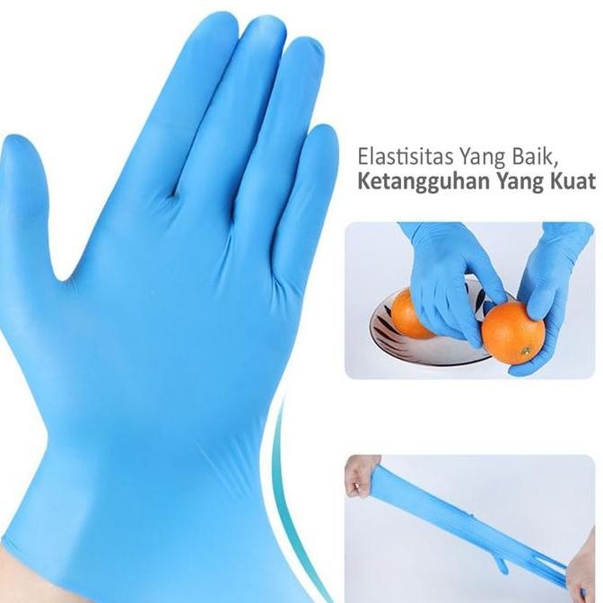 [1 BOX ISI 100 PCS] Sarung Tangan Karet Nitrile Food Grade Powder Free Latex Putih Cleaning - Ukuran