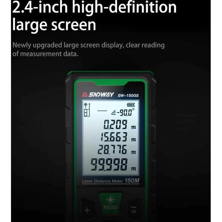 SNDWAY Meteran Laser Digital Green Laser 50 Meter SW-50G Laser Hijau