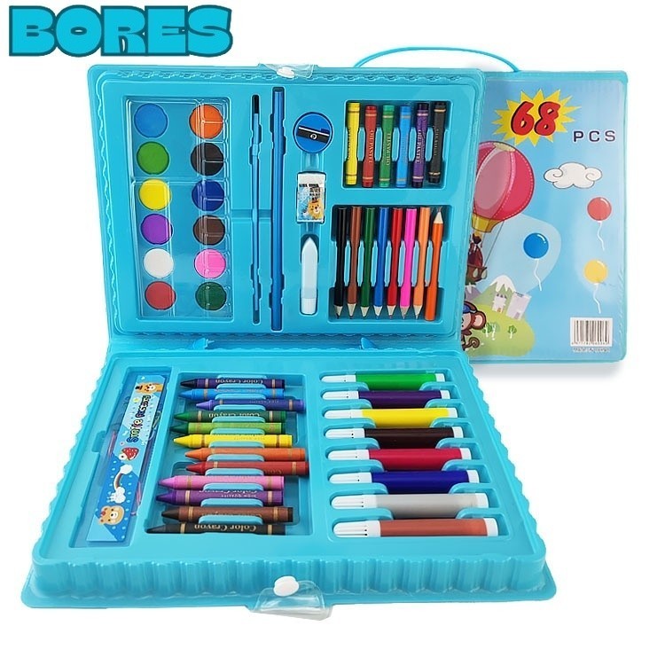 

BORES Drawing Set 68Pcs Oil Pastel Crayon 68 IN 1 Set Krayon Mewarnai dan Melukis Lengkap dengan Cat Air Alat Mewarnai Anak Anak Bentuk Koper