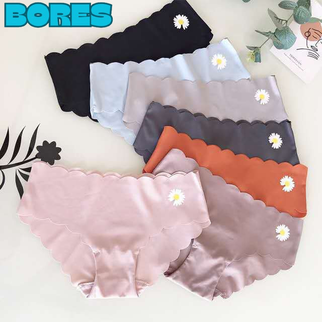 BORES Celana Dalam Wanita Satin 6870  Motif Bunga Daisy  Wanita Seamless Anti Nyeplak Underwear Push