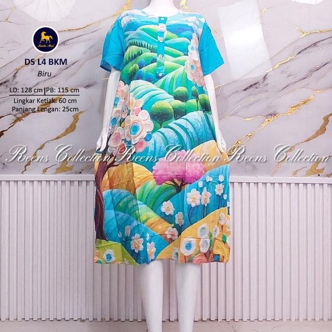 ready stock Daster L4 Jumbo Batik Kuda Mas LD 130cm | Daster Rayon Busui Lengan Pendek Premium murah