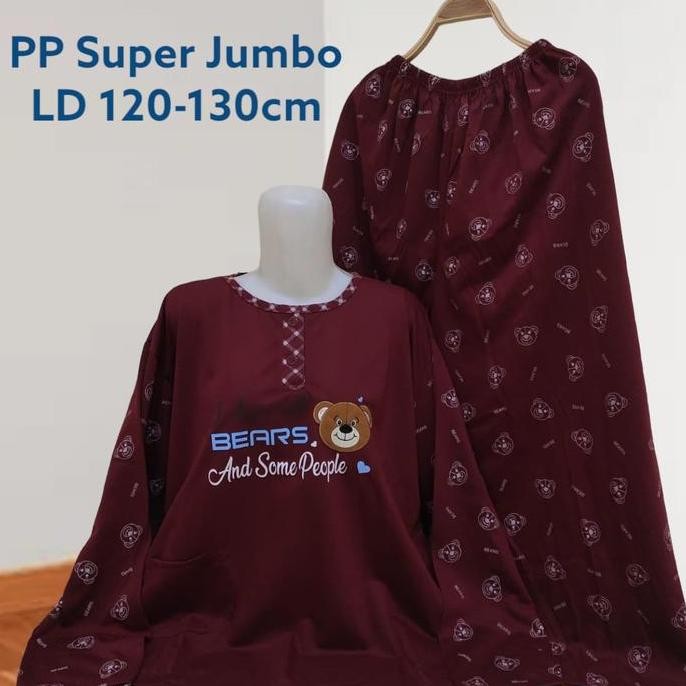 ready stock Babydoll Super Jumbo PP 4L Lengan Panjang Bahan Kaos LD 130cm Gambar Bordir Dan Sablon H