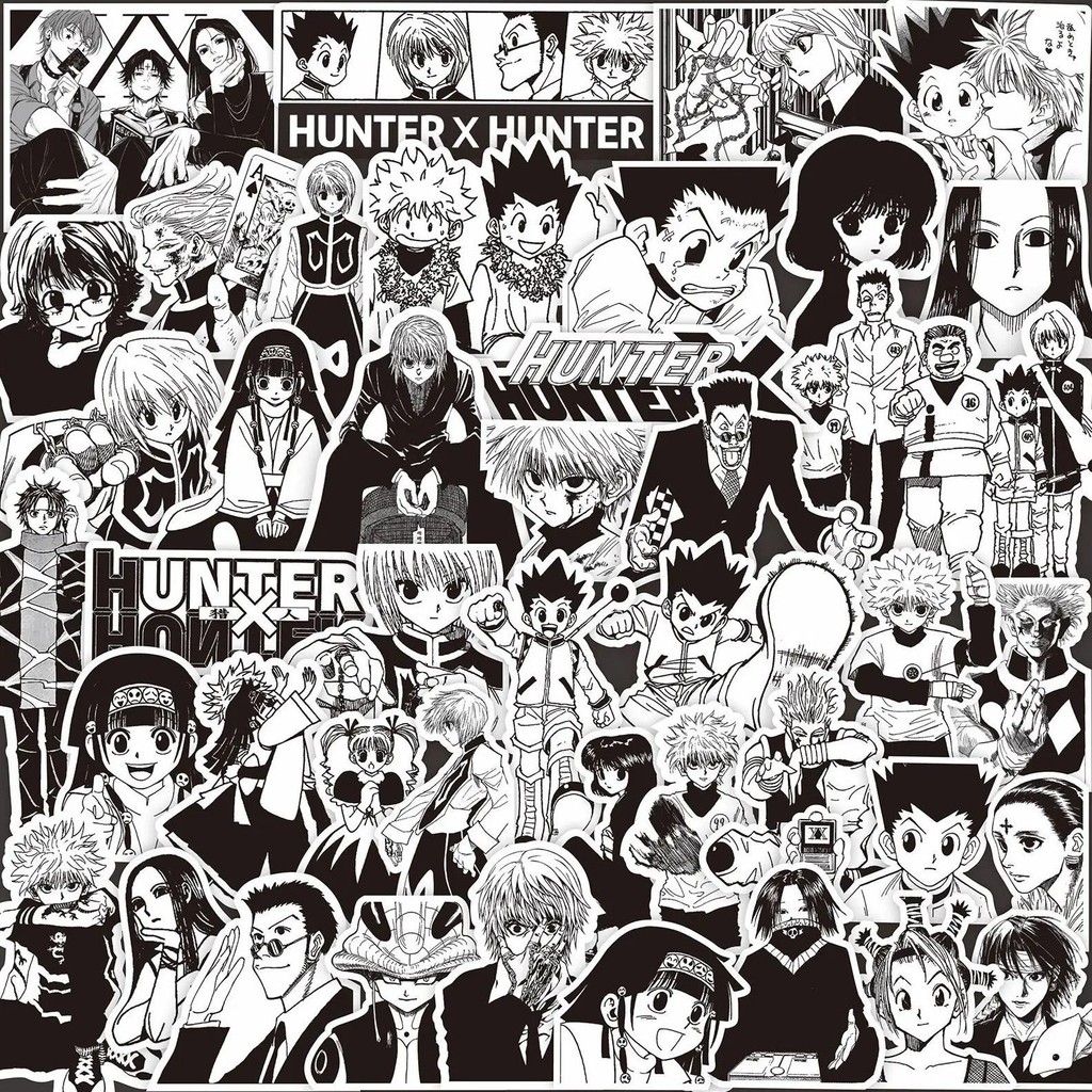 

70PCS Black and White Anime HunterHunter Graffiti Stickers Decals Kids Toys Phone Case Skateboard Guitar Sticker Decoration