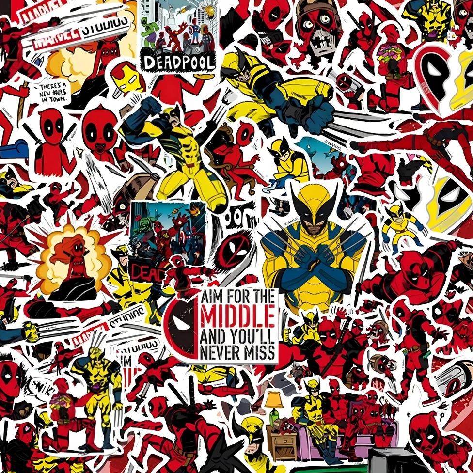 

50pcs Disney Movies Deadpool & Wolverine Stickers for Kids DIY Laptop Luggage Skateboard Waterproof Cool Decals Toys