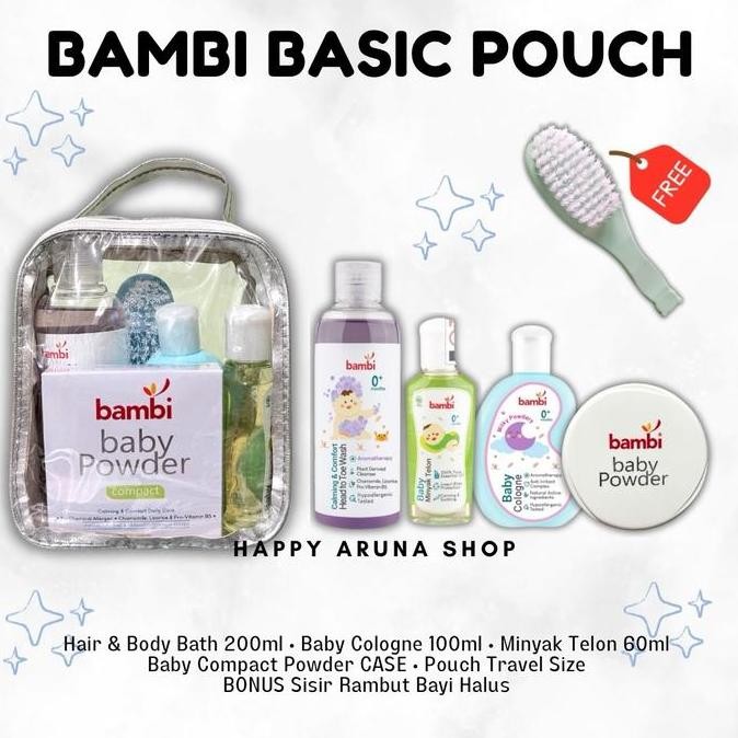 BAMBI BASIC PACK | Skincare Bayi Baru Lahir Bedak Padat Bambi | Sabun Sampo Cologne Telon Bedak