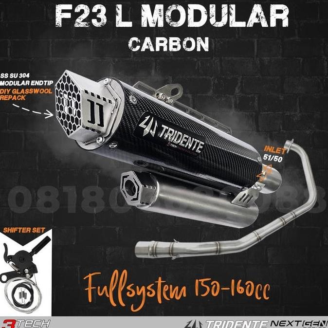 Promo Knalpot 3 Suara 3Tech Tridente F23 Modular Nextgen Series Untuk Motor Sport 150Cc-160Cc Origin