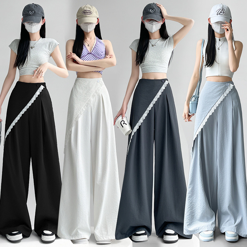 Setelan Ringan Celana Lebar Sutra Es untuk Wanita