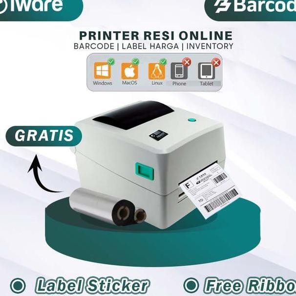 Label Printer Iware Pb420T Usb Printer Barcode 80Mm Printer Thermal Ribbon