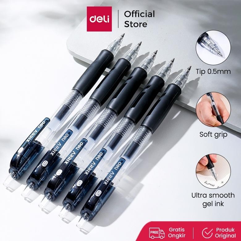 

Pulpen Gel Deli Eg08-Bx 0.5Mm Hitam/Biru - 12 Pcs - Deli Pen Warna Favorit Original