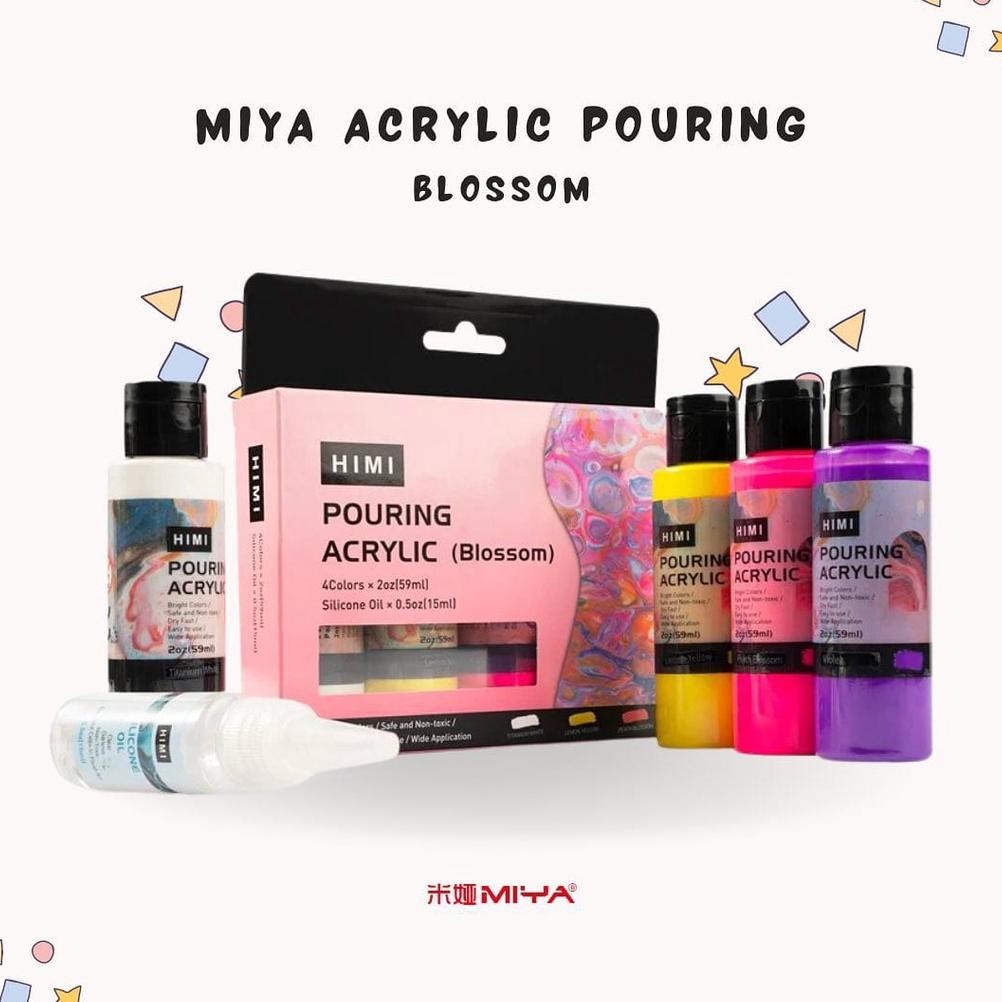 

Miya Himi Pouring Acrylic Set With Silicone Oil - Cat Akrilik Pouring + Bonus Kanvas Terlaris
