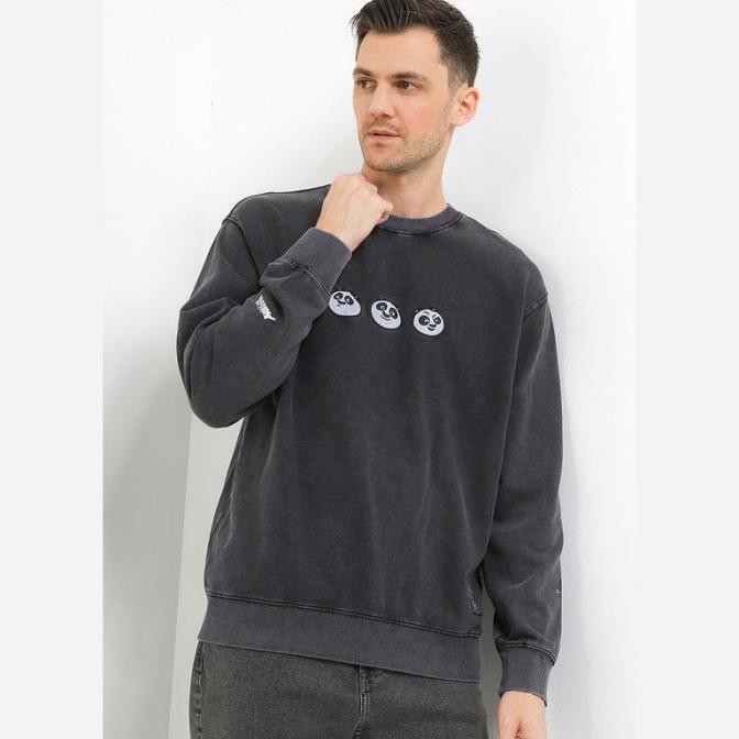 Grosir Giordano Kungfu Panda Cny Sweatshirt Pria Charcoal Acid