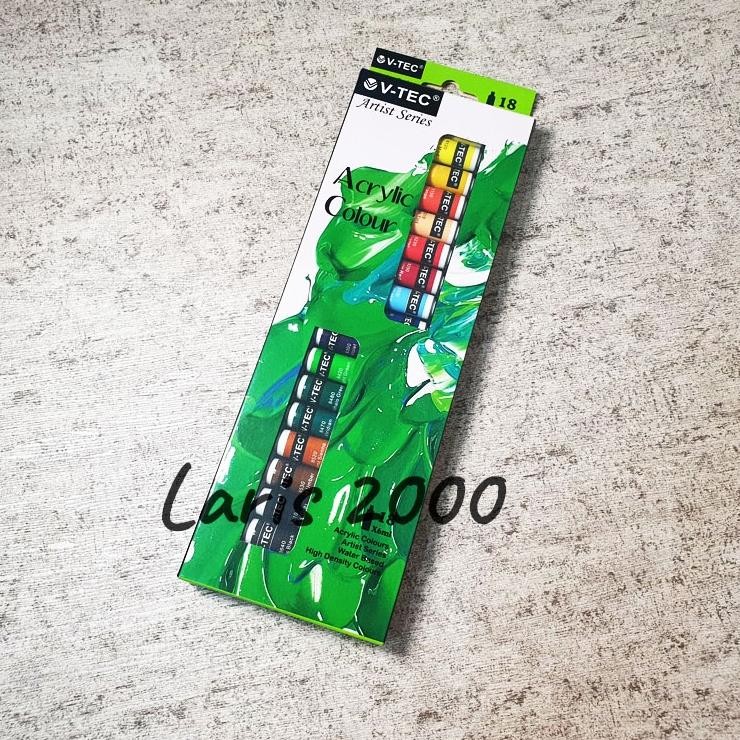 

V-tec Cat Akrilik / Cat Acrylic Colour Paint Set 18 Warna Vtec Lukis Kanvas Terlaris